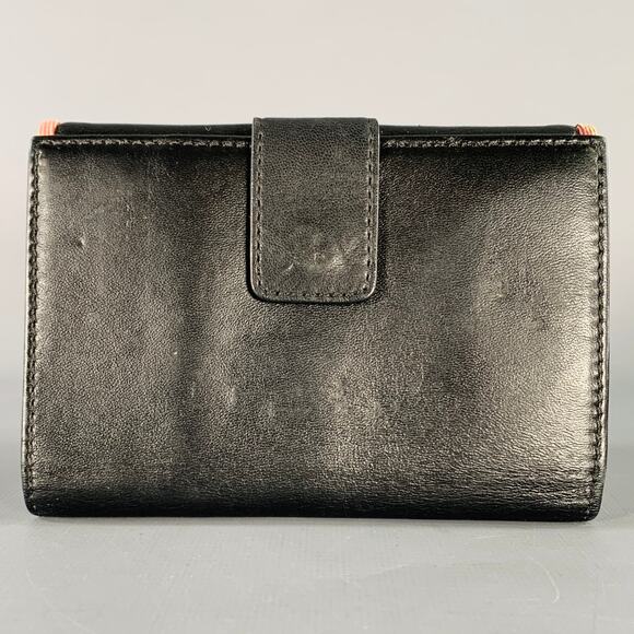 BURBERRY Black Faux Leather Check Trim Wallet - Picture 2 of 8